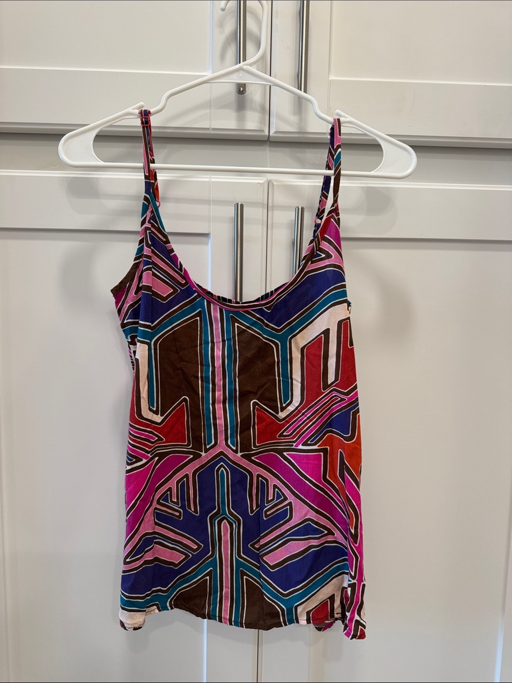 Colorful Geometric Print Spaghetti Strap Tank Top